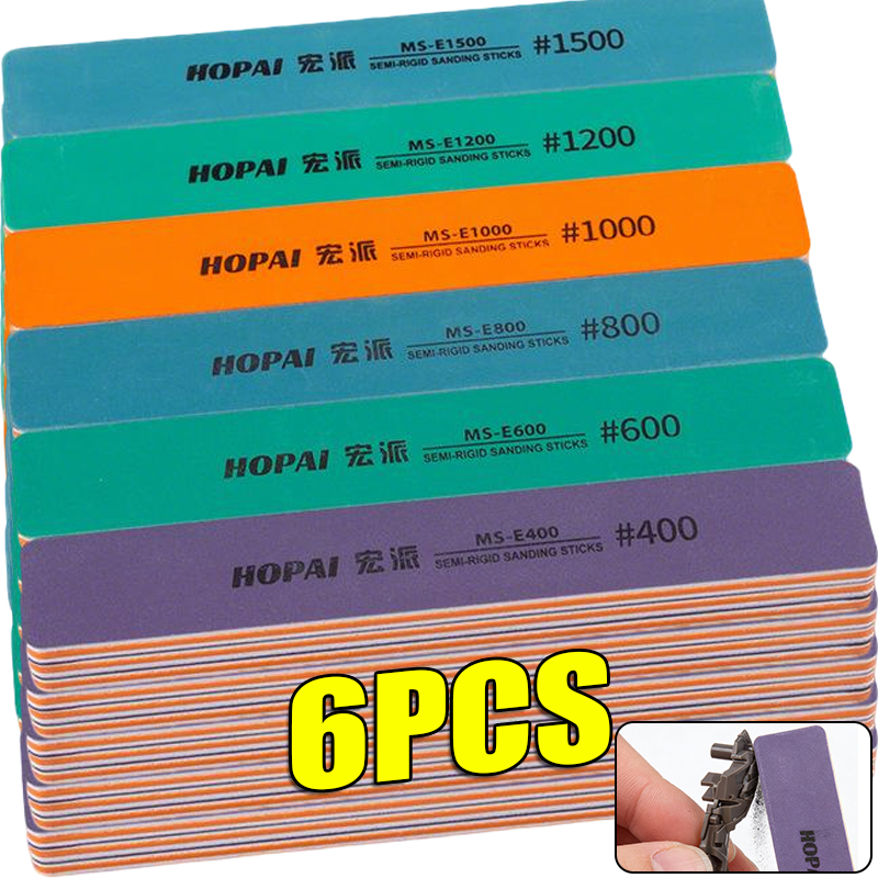Sanding Stick Set - 6Pcs MS-E400-1500 Semi-rigid Sanding Sticks PE