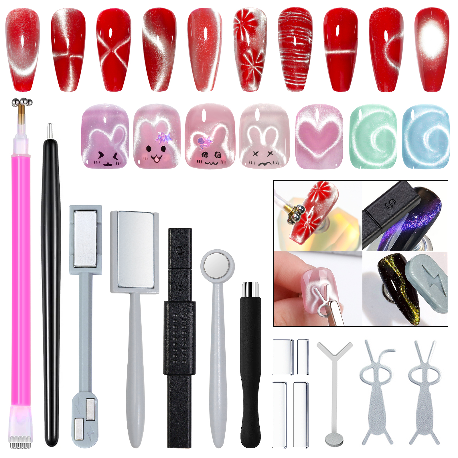 Sanding Stick Set - 14pcs Cat Eye Nail Magnet Set