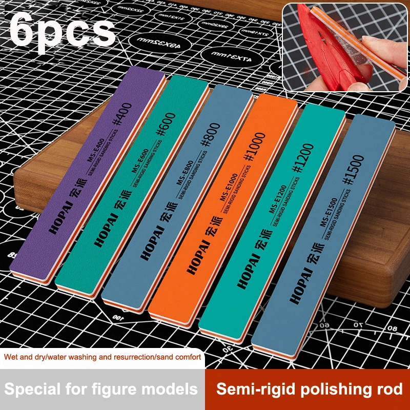 6Pcs MS-E400-1500 Semi-rigid S - مراجعة Sanding Stick Set وسعره