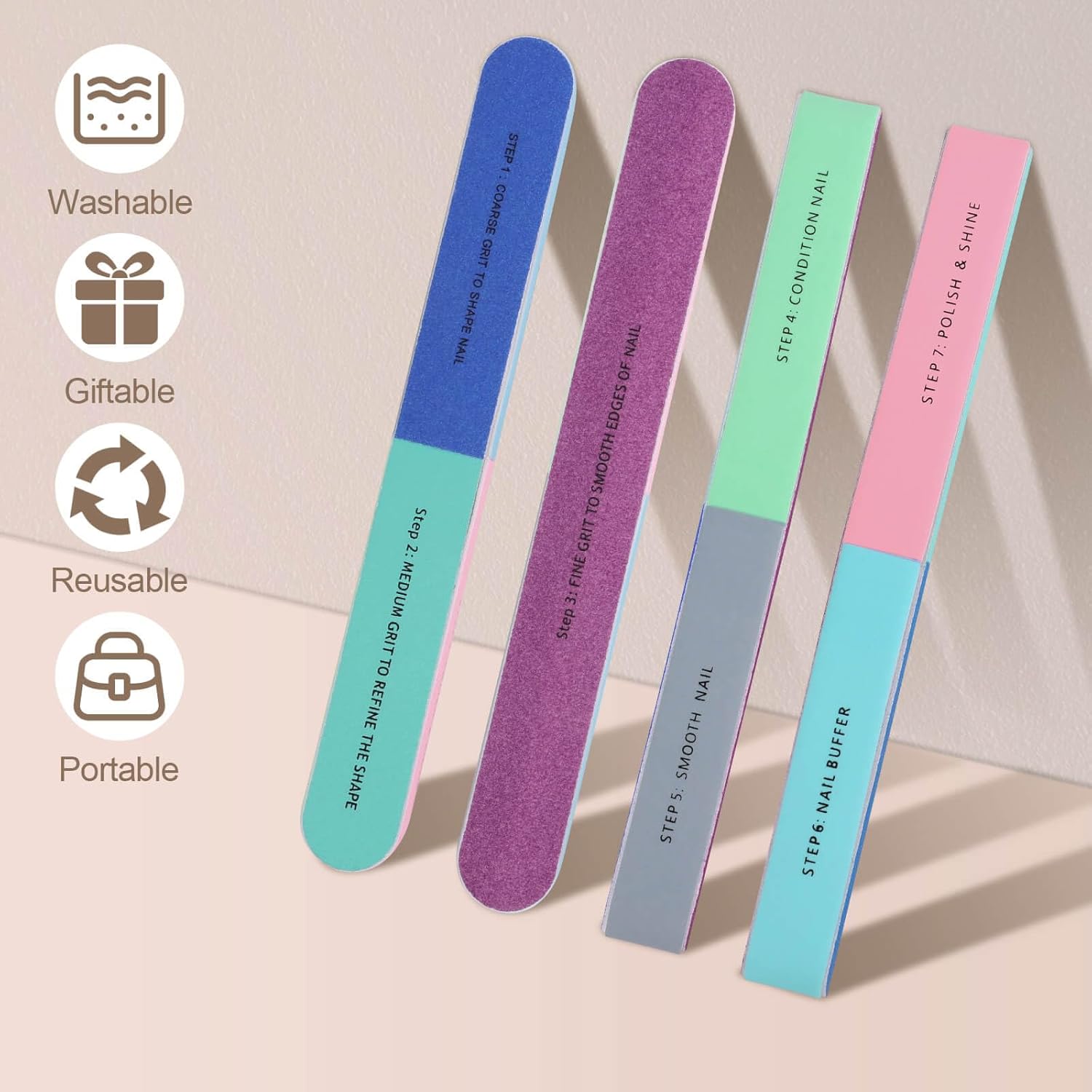 1/5Pcs Nail File Seven Sided P - مراجعة Sanding Stick Set وسعره