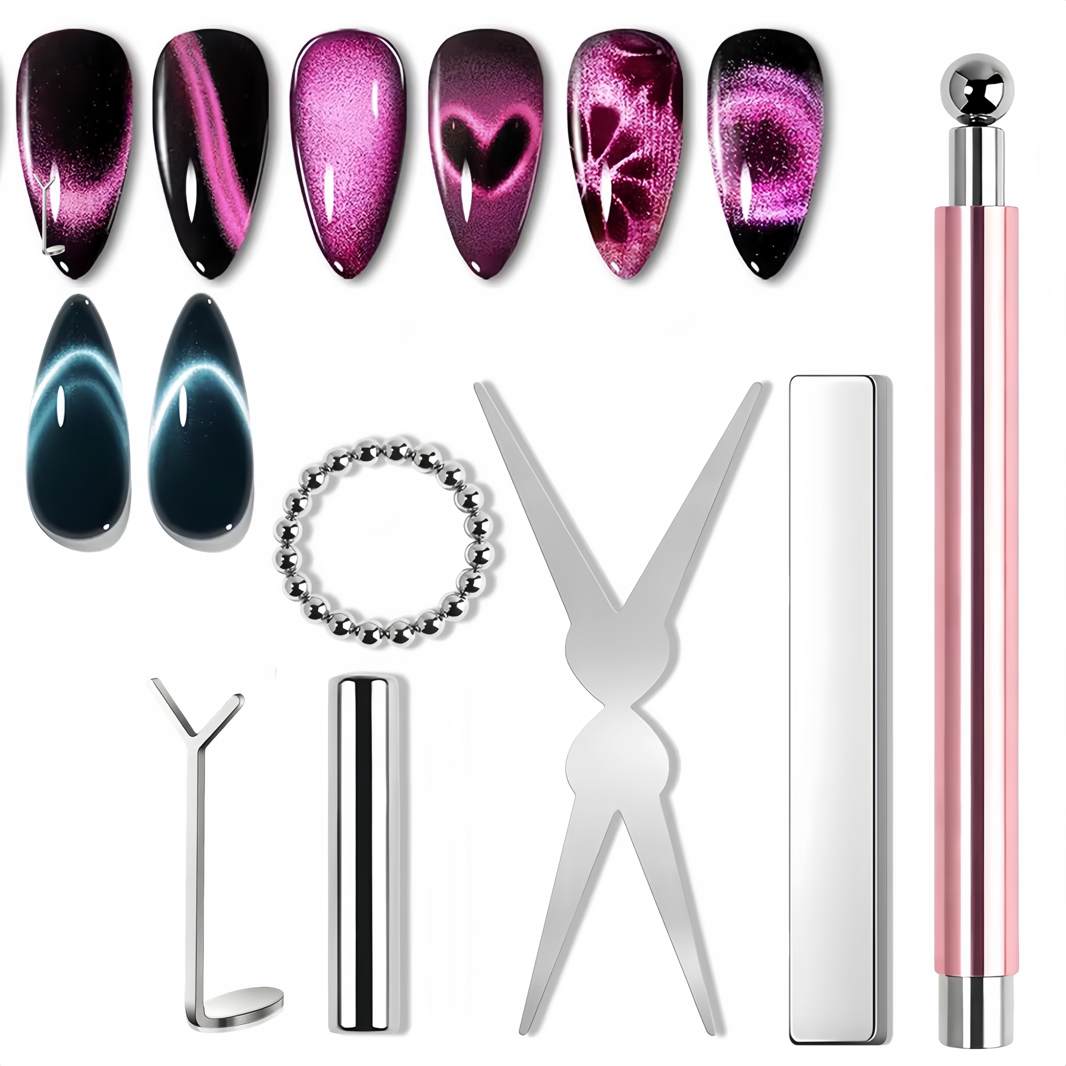 6pcs Cat Eye Nail Magnet Tool  - مراجعة Sanding Stick Set وسعره
